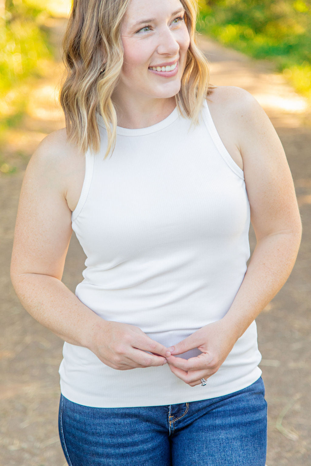 ara Ribbed Tank - White | Women&