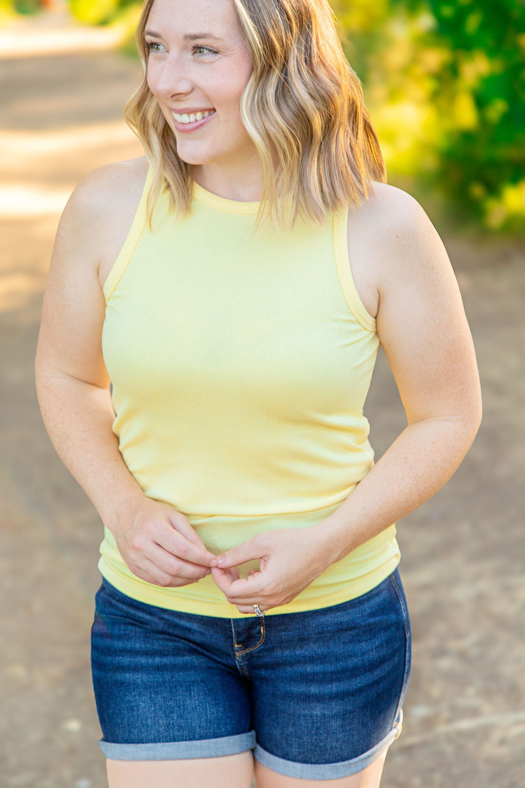 Tara Ribbed Tank - Yellow | Women&