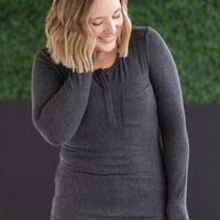 IN STOCK Georgia Long Sleeve Top - Charcoal