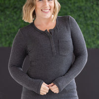 IN STOCK Georgia Long Sleeve Top - Charcoal