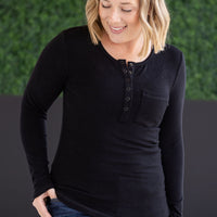 IN STOCK Georgia Long Sleeve Top - Black