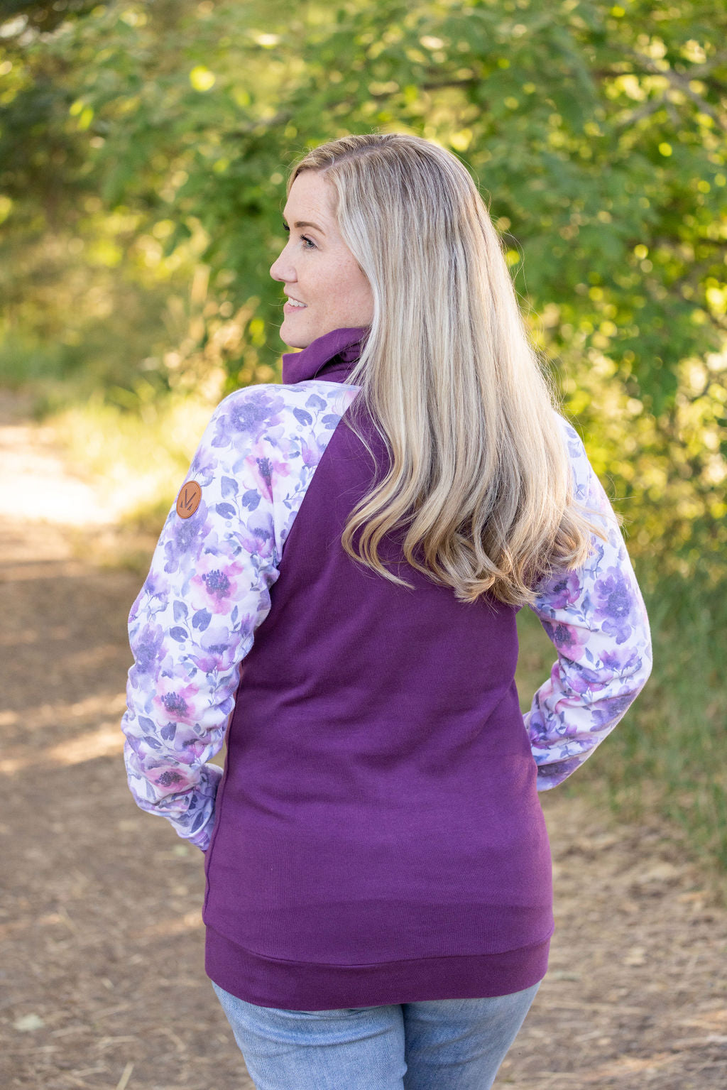 IN STOCK Zoey ZipCowl - Plum and Purple Floral FINAL SALE