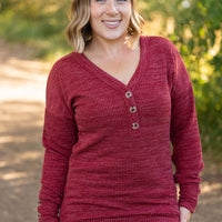 IN STOCK Brittney Button Sweater - Berry | Women's Long Sleeve