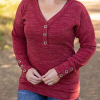 Brittney Button Sweater - Berry | Women's Long Sleeve