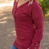 IN STOCK Brittney Button Sweater - Berry | Women's Long Sleeve