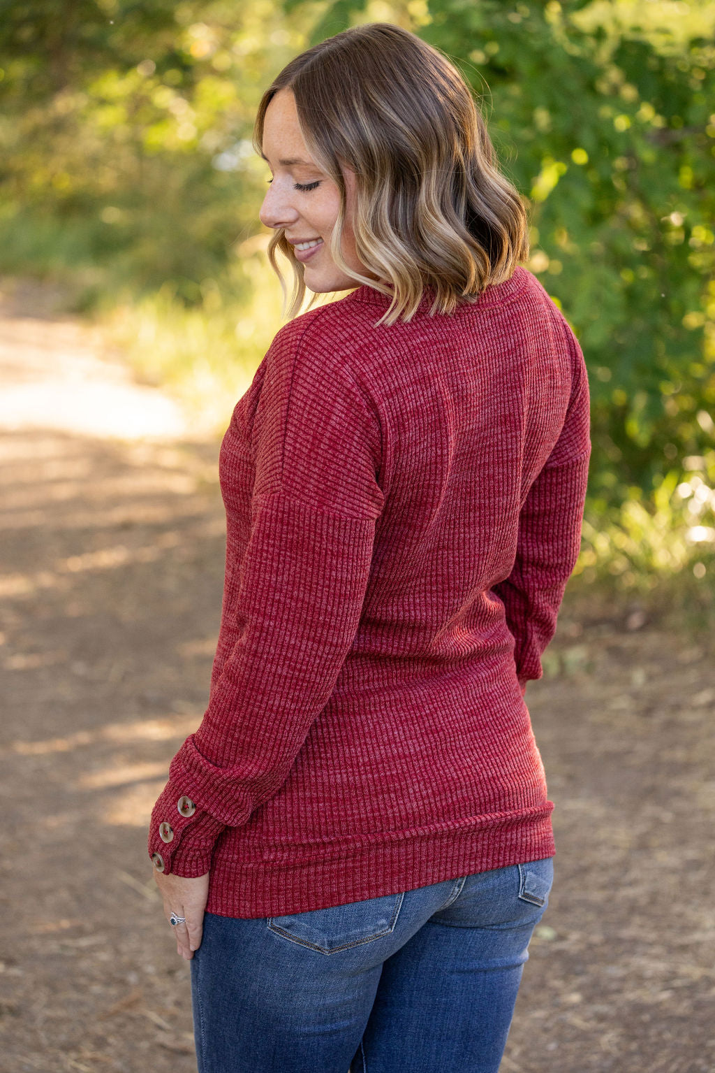 IN STOCK Brittney Button Sweater - Berry | Women&