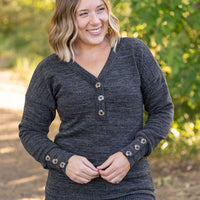 IN STOCK Brittney Button Sweater - Charcoal | Women's Long Sleeve