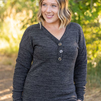 IN STOCK Brittney Button Sweater - Charcoal | Women's Long Sleeve