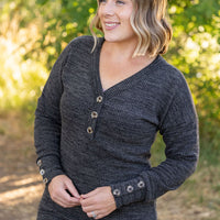 IN STOCK Brittney Button Sweater - Charcoal | Women's Long Sleeve