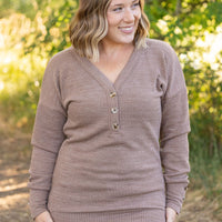 IN STOCK Brittney Button Sweater - Mocha FINAL SALE