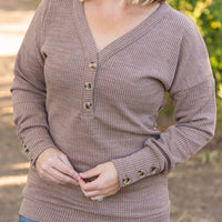 Brittney Button Sweater - Mocha | Women's Long Sleeve