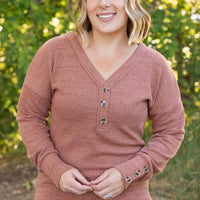 IN STOCK Brittney Button Sweater - Terra Cotta | Women's Long Sleeve FINAL SALE