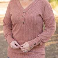 IN STOCK Brittney Button Sweater - Terra Cotta | Women's Long Sleeve FINAL SALE