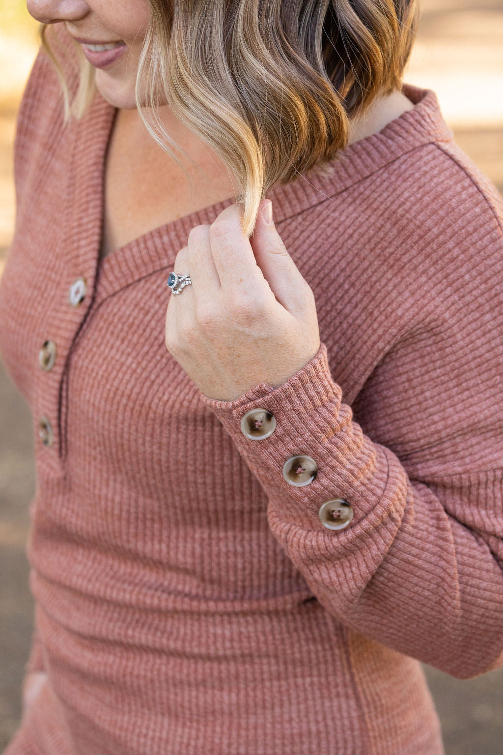 IN STOCK Brittney Button Sweater - Terra Cotta | Women&