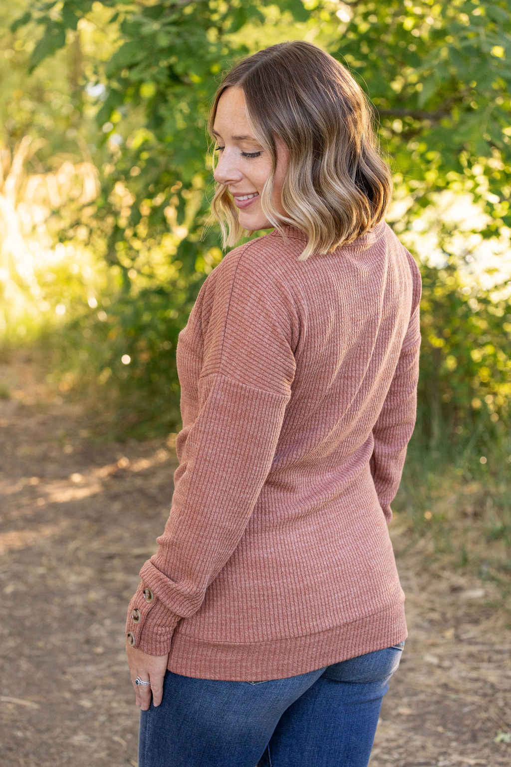 IN STOCK Brittney Button Sweater - Terra Cotta | Women&