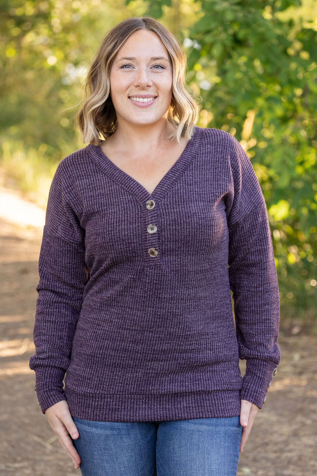 IN STOCK Brittney Button Sweater - Purple | Women&