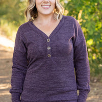 IN STOCK Brittney Button Sweater - Purple | Women's Long Sleeve FINAL SALE