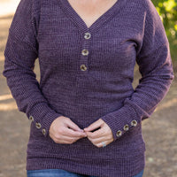 Brittney Button Sweater - Purple | Women's Long Sleeve