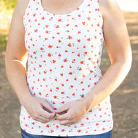 IN STOCK Luxe Crew Tank - Micro Ivory Floral | Women's Tank Top FINAL SALE