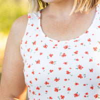 IN STOCK Luxe Crew Tank - Micro Ivory Floral | Women's Tank Top FINAL SALE