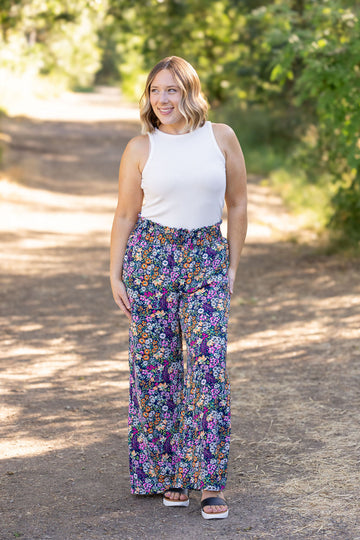 IN STOCK Presley Palazzo Pants - Navy and Pink Floral Mix