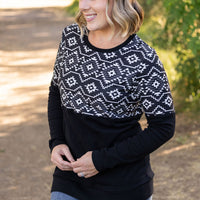 IN STOCK Natalie Pullover - Black Geometric