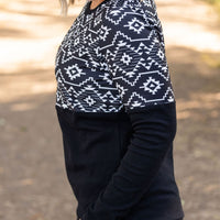 IN STOCK Natalie Pullover - Black Geometric