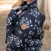 IN STOCK Soft Funnel Neck - Black Geometric