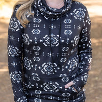 IN STOCK Soft Funnel Neck - Black Geometric