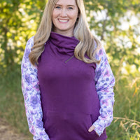 IN STOCK Zoey ZipCowl - Plum and Purple Floral FINAL SALE