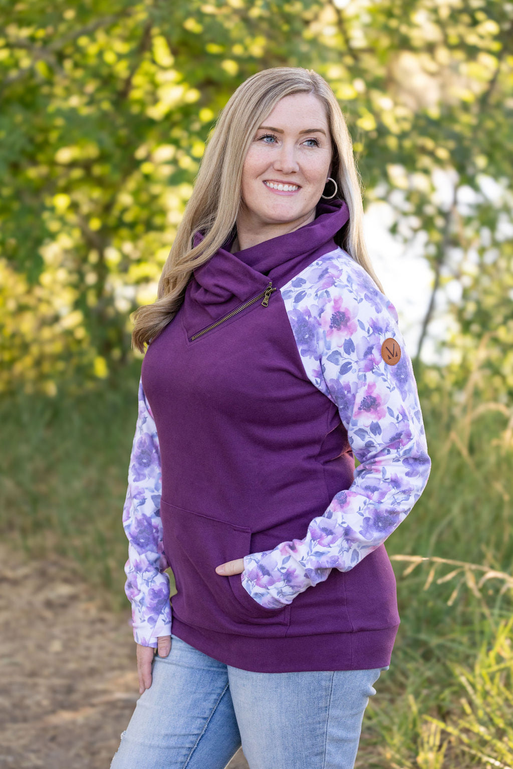 IN STOCK Zoey ZipCowl - Plum and Purple Floral FINAL SALE