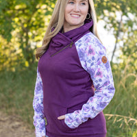 IN STOCK Zoey ZipCowl - Plum and Purple Floral FINAL SALE