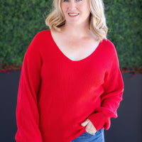 IN STOCK Bethany Bow Knit Sweater - Red