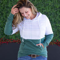 IN STOCK Hailey Pullover Hoodie - Mint and Red Plaid and Evergreen