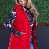 IN STOCK Harlow Long Vest - Red