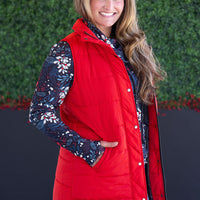 IN STOCK Harlow Long Vest - Red