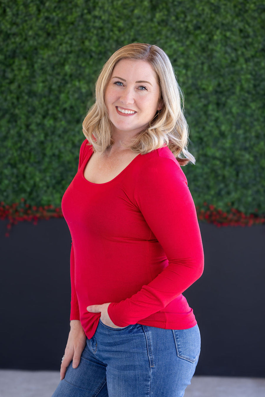 IN STOCK Alyssa Long Sleeve Top - Red