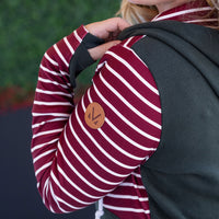 IN STOCK Soft Classic HalfZip Hoodie - Evergreen and Burgundy Stripes