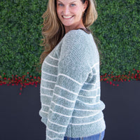 IN STOCK Cozy Striped Sweater - Green FINAL SALE