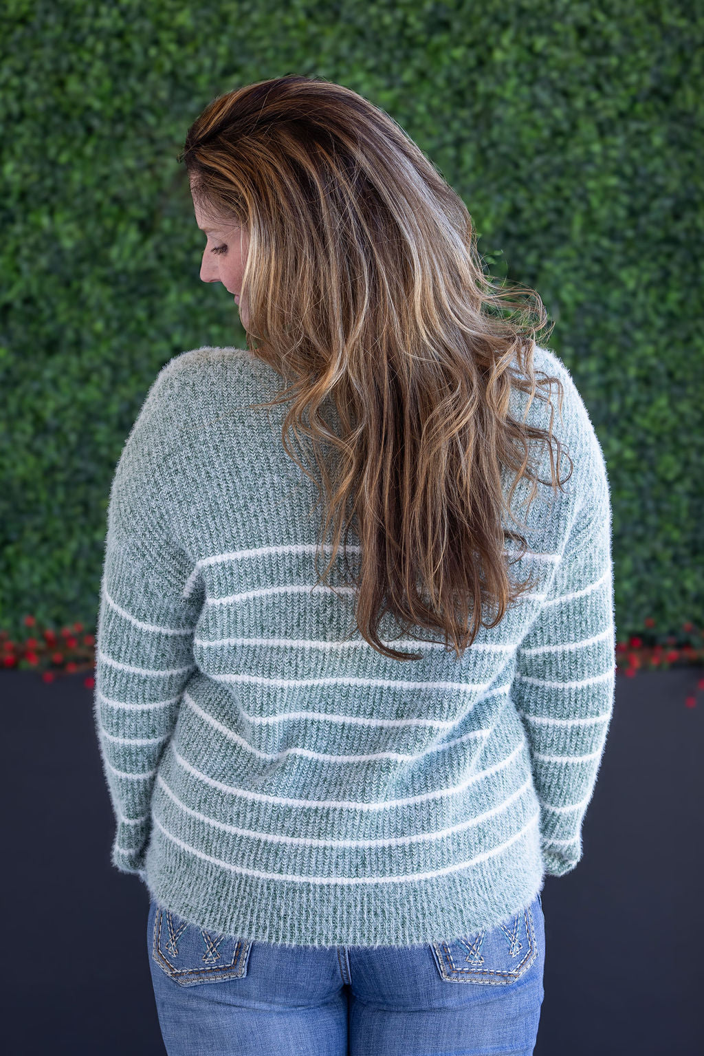IN STOCK Cozy Striped Sweater - Green FINAL SALE