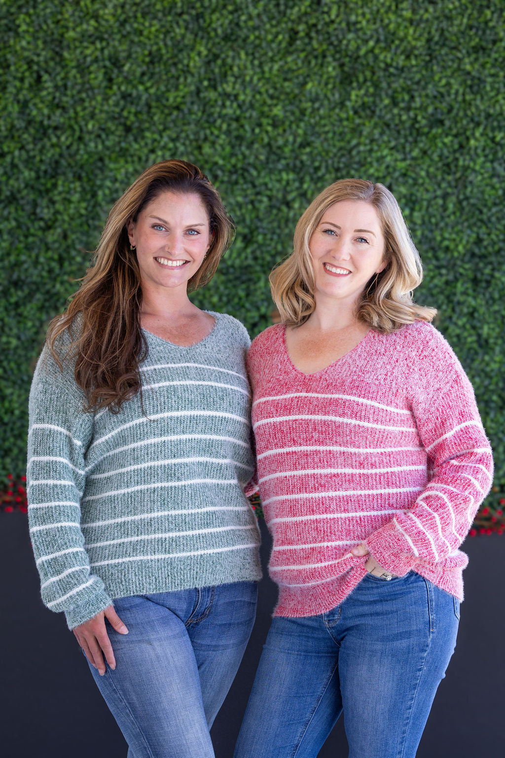 IN STOCK Cozy Striped Sweater - Green FINAL SALE