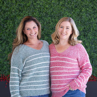 IN STOCK Cozy Striped Sweater - Green FINAL SALE