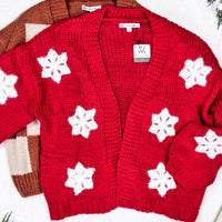 IN STOCK Snowflake Cardigan - Red