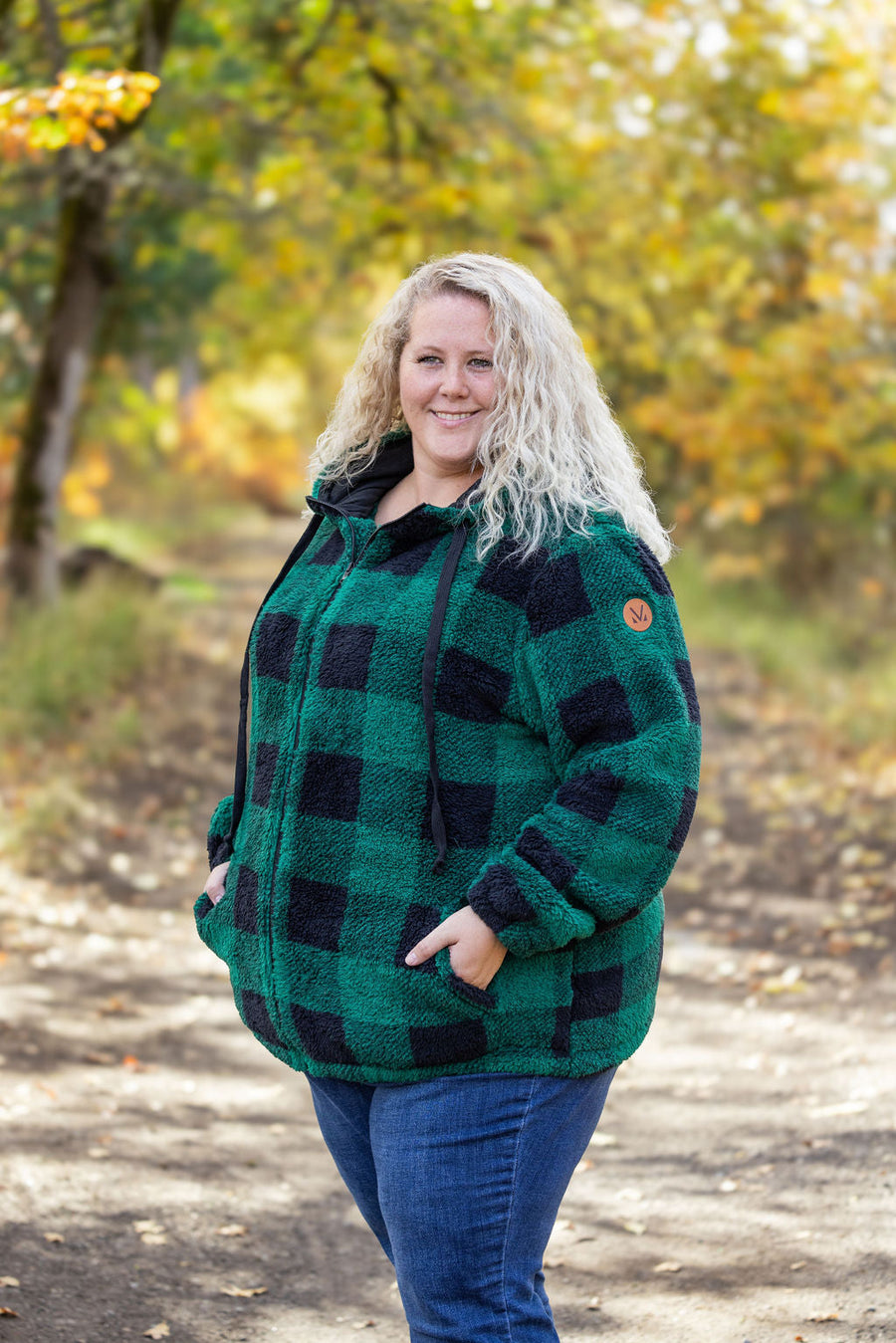 IN STOCK Sherpa Fullzip Hoodie - Green Plaid