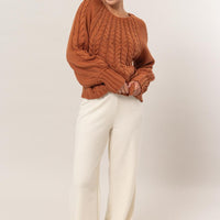 HYFVE Cable-Knit Round Neck Raglan Sleeve Sweater