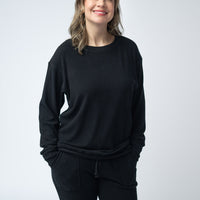 IN STOCK Corrine Ribbed Pullover Top - Black