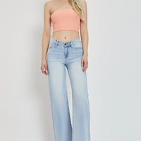 RISEN Full Size Wide Leg V Dipped Front Waist Jeans