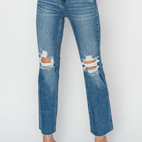 RISEN High Rise Distressed Ankle Jeans