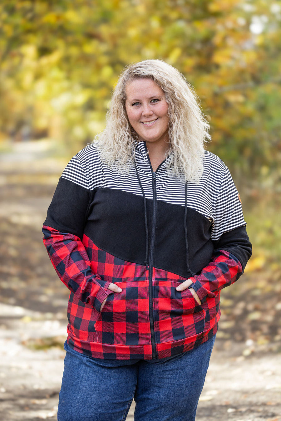 IN STOCK Colorblock Fullzip - Plaid and Stripes