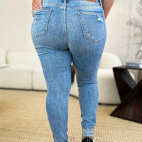 Judy Blue Full Size Mid Rise Destroy & Cuff Skinny Jeans